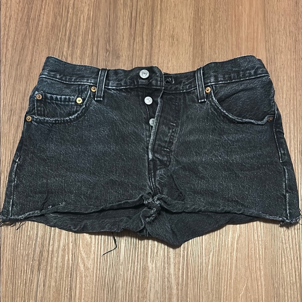 Levi's Black Jean Shorts Distressed Cut-Off Style